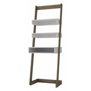 Manhattan Comfort Ladder Desk, 17.72" D, 24.8" W, 69.69" H, White and Oak, High Quality MDP 21AMC22