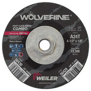 Weiler 4-1/2"x1/8" Wolverine Type 27 Cut/Grind Combo Wheel A24T 5/8"-11 Nut 56429