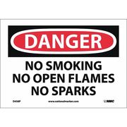 Nmc Danger No Smoking No Open Flames No Sparks Sign, D458P D458P