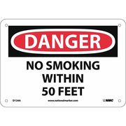 Nmc Danger No Smoking Within 50 Feet Sign, D124A D124A