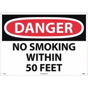Nmc Large Format Danger No Smoking Within 50 Feet Sign, D124AD D124AD
