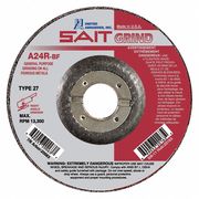 United Abrasives/Sait Grinding Wheel, T-27, 6x1/4x7/8, A24R, PK25, 27, 6" Dia, 1/4" Thick, 7/8" Arbor Hole Size 20079