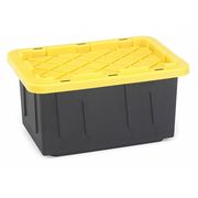 Homz Storage Tote with Snap Lid, Black/Yellow, Plastic, 15 gal Volume Capacity, 2 PK 4415BKYLECOM.02