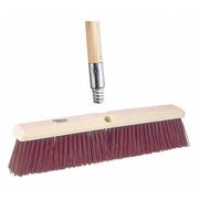 Tough Guy 24 in Sweep Face Broom, Medium, Synthetic, Brown, 60 in L Handle 59JM44