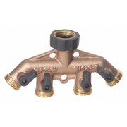 Midwest Control Hose Multi Splitter, Brass Garden, 3/4"GHT GHC4