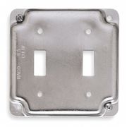 Raco Electrical Box Cover, Square Box, 2 Gangs, Galvanized Zinc, Toggle Switch 803C