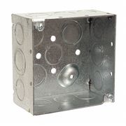 Raco Electrical Box, Square, 2 Gangs, Galvanized Zinc, 2-1/8 in D, 4 in W, 4 in L, 30.3 cu in Capacity 232
