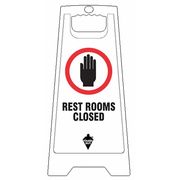 Tough Guy Floor Sign, English, Rest Rooms Closed, Wht, 6DMG9 6DMG9