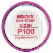 Moldex Filter, Bayonet, P100, Nuisance Level OV, Magenta, 2 PK, NIOSH 7960