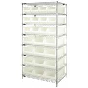 Quantum Storage Systems Steel, Polypropylene Bin Shelving, 36 in W x 74 in H x 24 in D, 8 Shelves, Clear WR8-950952CL