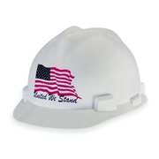 Msa Safety Front Brim Hard Hat, Type 1, Class E, Ratchet (4-Point), White 10034263