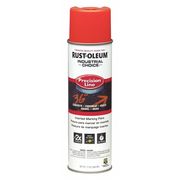Rust-Oleum Precision Line Marking Paint, 20 oz, Fluorescent Red/Orange, Water -Based 203037