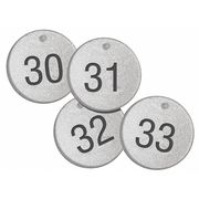 Accuform ID Tag, Numbered 1-25, 1-1/2 in, Circle, Metal-Lite, 25/PK TDL150