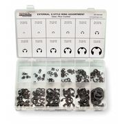 Zoro Select External Retaining Ring Assortment, Steel, Phosphate Finish, 255 Pieces, 12 Sizes RCE1287STPA
