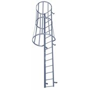 Cotterman 10 ft 3 in Fixed Ladder with Safety Cage, Steel, 11 Steps, Top Exit, Powder Coated Finish M11SC C1