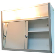Ketcham 24" x 19" Surface Mounted SS Framed Sliding Door Illuminated Cabinet SDL-2419