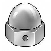 Zoro Select Cap Nut, 3/8"-16, 18-8 Stainless Steel, Plain, 5/8 in H, 5 PK CPB036