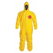 Dupont Coveralls, 4 PK, Yellow, Tychem(R) 2000, Adhesive QC127TYLXL000400