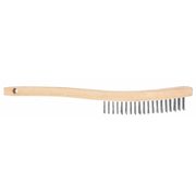 Small Hand Wire Scratch Brush, Stainless Steel Fill, Wood Block, 3 x 7 Rows  - 44167