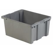 Lewisbins 70 lb Hang & Stack Storage Bin, Plastic, 24 in W, 15 1/8 in H, Gray, 30 1/8 in L SN3024-15 Gray