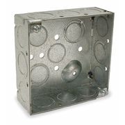 Raco Electrical Box, Square, 2 Gangs, Galvanized Zinc, 1-1/2 in D, 4 in W, 4 in L, 21 cu in Capacity 189