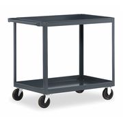 Zoro Select Utility Cart with Lipped Metal Shelves, Steel, Flat, 2 Shelves, 1,200 lb RSC-2436-2-5PO-95