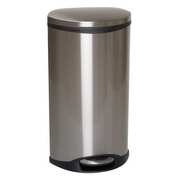 Zoro Select 13 gal Oval Trash Can, Silver, 18 in Dia, Step-On, Stainless Steel 6ZCL2