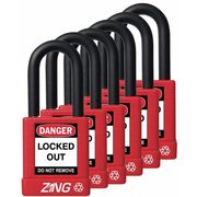 Zing Lockout Padlock, KA, Red, 1-3/4"H, PK6 7063
