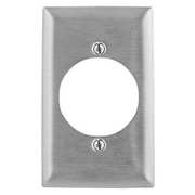 Hubbell Single Receptacle Wall Plates and Box Cover, Number of Gangs: 1 Stainless Steel, Smooth Finish SS723