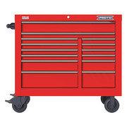 Proto Velocity Rolling Tool Cabinet, 14 Drawer, Red, Steel, 42 in W x 22-1/2 in D x 38-1/2 in H JSTV4239RD14RD