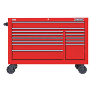 Proto Velocity Rolling Tool Cabinet, 13 Drawer, Red, Steel, 55 in W x 22-1/2 in D x 38-1/2 in H JSTV5539RD13RD