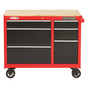 Craftsman 2000 Series Rolling Tool Cabinet, 6 Drawer, Black/Red, Steel, 41 in W x 18 in D x 34 in H CMST24160RB