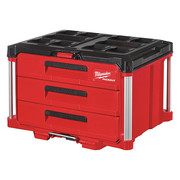 Milwaukee Tool PACKOUT 3-Drawer Tool Box, Polymer, Black/Red, 22-1/4 in W x 16-1/4 in D x 14-1/4 in H 48-22-8443