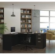 Bestar L Shaped Desk, 62-29/32" D, 71.1" W, 29.7" H, Deep Gray/Black, Melamine 110885-32