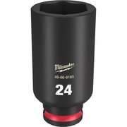 Milwaukee Tool 3/8" Drive Deep Impact Socket 24 mm Size, Deep Socket, Black Phosphate 49-66-6165