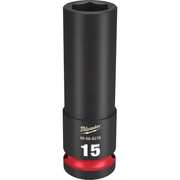 Milwaukee Tool 1/2" Drive Deep Impact Socket 15 mm Size, Deep Socket, Black Phosphate 49-66-6276