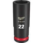 Milwaukee Tool 1/2" Drive Deep Impact Socket 22 mm Size, Deep Socket, Black Phosphate 49-66-6283