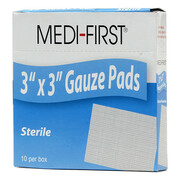 Medi-First Gauze Pad, Cotton Blend Gauze, PK10 61212