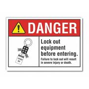Lyle Lockout Tagout Danger Label, 10 in Height, 14 in Width, Polyester, Horizontal Rectangle, English LCU4-0163-ND_14X10