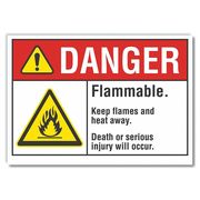 Lyle Flammable Material Danger Label, 7 in H, 10 in W, Polyester, Vertical Rectangle, LCU4-0010-ND_10X7 LCU4-0010-ND_10X7