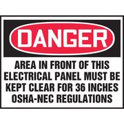 Accuform Danger Label, Electrical Panel, 3-1/2x5 in, Adhesive Vinyl, 5/PK LELC002VSP