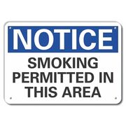 Lyle Plastic Smoking Area Notice Sign, 7" H, 10" W, Plastic, Vertical Rectangle, LCU5-0152-NP_10X7 LCU5-0152-NP_10X7