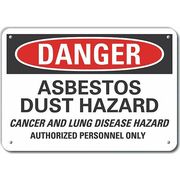 Lyle Plastic Asbestos Danger Sign, 10 in H, 14 in W, Horizontal Rectangle, LCU4-0698-NP_14X10 LCU4-0698-NP_14X10