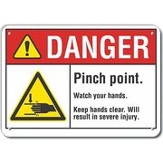 Lyle Plastic Pinch Point Danger Sign, 7 in Height, 10 in Width, Plastic, Vertical Rectangle, English LCU4-0001-NP_10X7