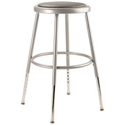 National Public Seating Round Stool, Height Range 19" to 27", Vinyl Gray 6418H