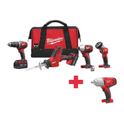 Milwaukee Tool Cordless Combination Kit, 18.0V, Li-Ion 2695-24, 2663-20