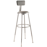 National Public Seating Round Stool with Backrest, Height 31" to 39"Gray 6430HB