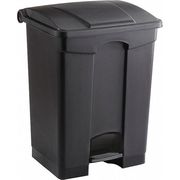 Safco 17 gal Rectangular Trash Can, Black, 16" Dia, Step-On, Plastic 9922BL