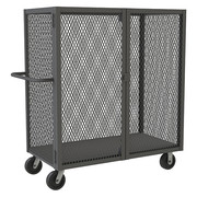 Durham Mfg Cage Truck W/6"x2" Phenolic Cstrs, Low D 2000 lb Capacity, 26" W x 54-1/2" L x 56-7/16 H HTL-2448-DD-95