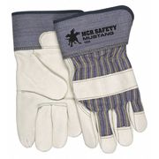 Mcr Safety Leather Palm Gloves, White, L, Vend, PR VP1935L